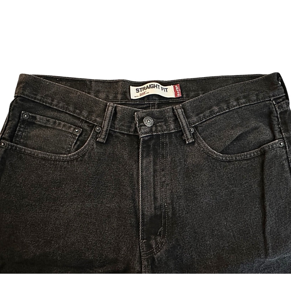 Levi's 505 Men's Jeans 34x29 Straight Leg Faded Black Denim Regular Fit Pants - Picture 4 of 14